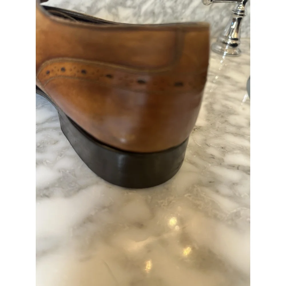 Ermenegildo Zegna Men’s Leather Cap Toe Oxford Dress Shoes Brown 9.5 US No Laces